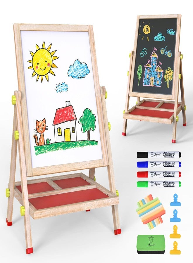 JOYOOSS Easel for Kids Chalkboard,Wooden Blackboard for Kid Toddlers Easel Adjustable Magnetic White Board Chalkboard for Kids Dry Erase Art Easels for Toddler Drawing Board for Kid Ages 4-8 8-12 Red - Image 1